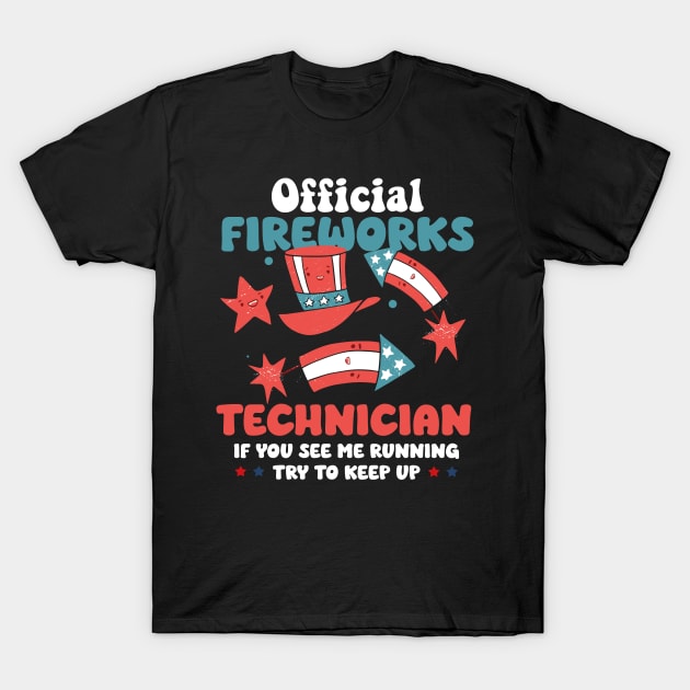 Official Firework Technician 4th of July T-Shirt by David Brown